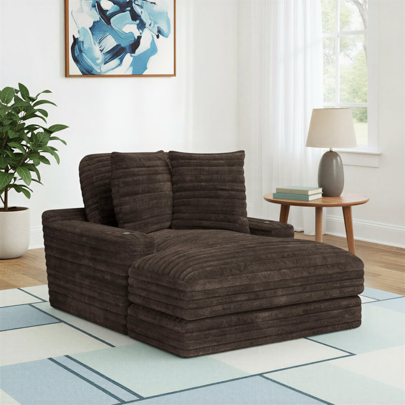 Blossie Upholstered Chaise Lounge, Brown