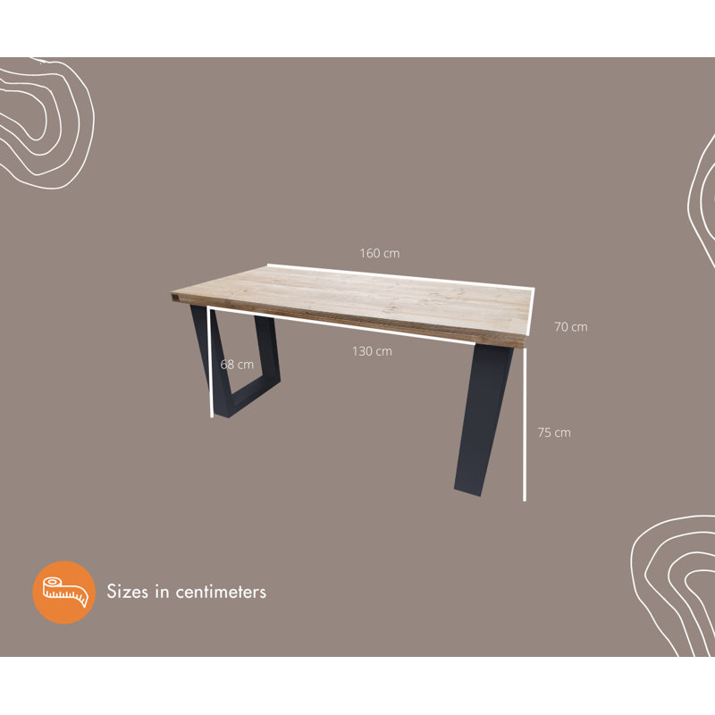 Gossoncourt Solid Wood Writing Desk, 75cm H x 160cm W x 70cm D, Dark Grey