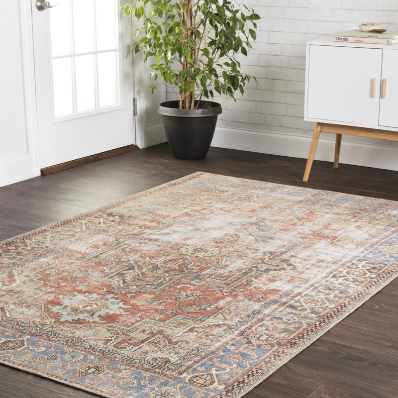 Tapis oriental couleur terre cuite Skye, Rectangle 5 pi x 7 pi 6 po