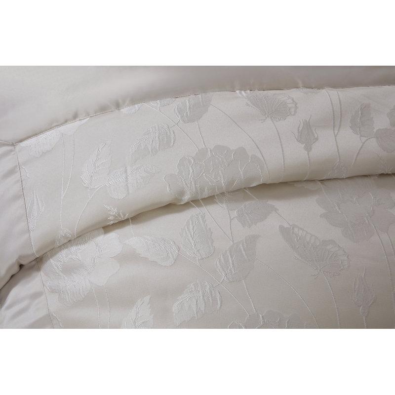 Leah Polyester Floral Bedspread with Pillow Shams Included, Cream