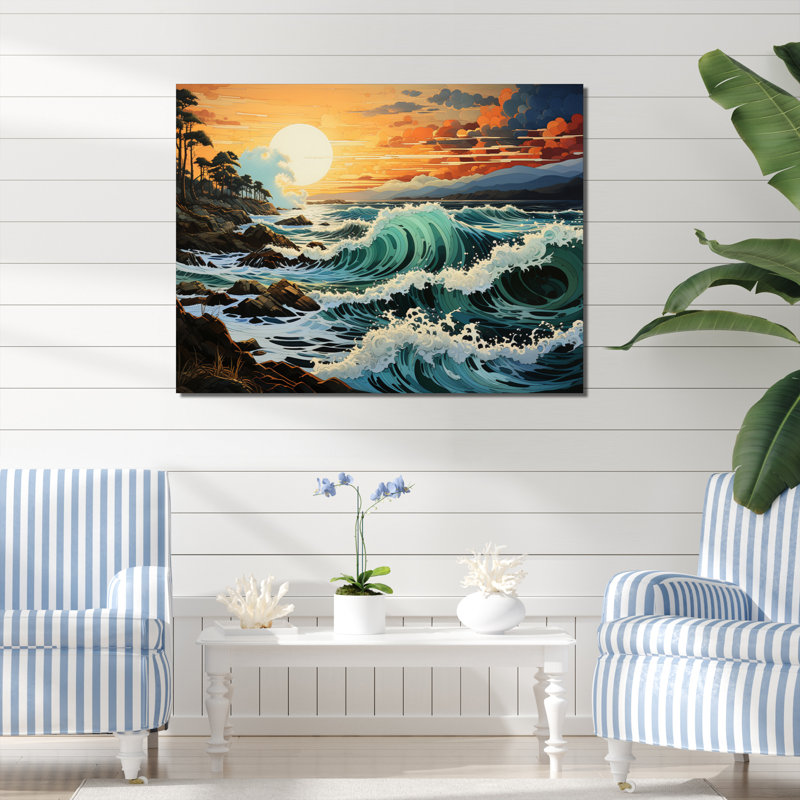 «Coastalwaves Waves Of Wonder II», reproduction sur toile encadrée, Toile tendue, H 24 po x l 32 po x P 1 po