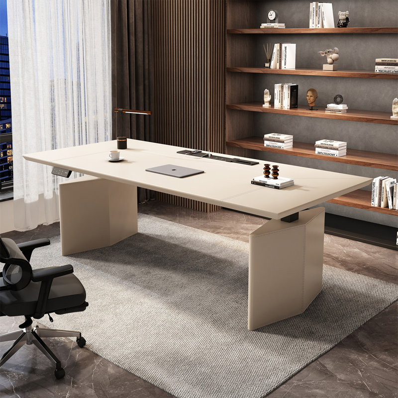 Bureau moderne réglable en hauteur 62,99 po, H 49,21 po x l 62,99 po x P 27,56 po