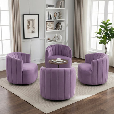 Stanford Upholstered Velvet Swivel Barrel Chair