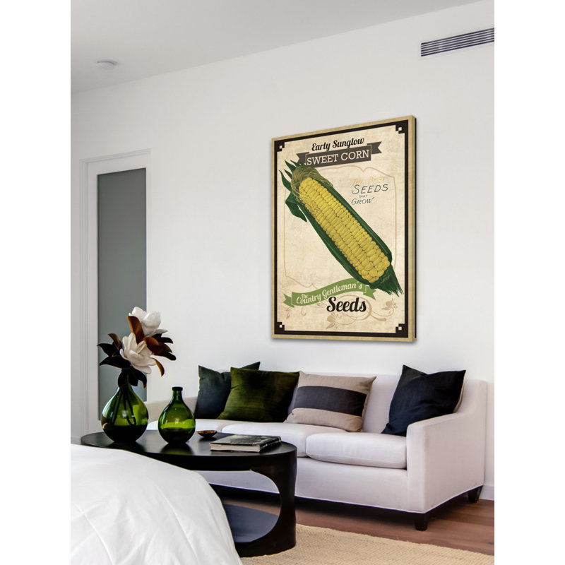 « seed packet corn », reproduction d’art sur toile tendue, H 30 po x l 20 po