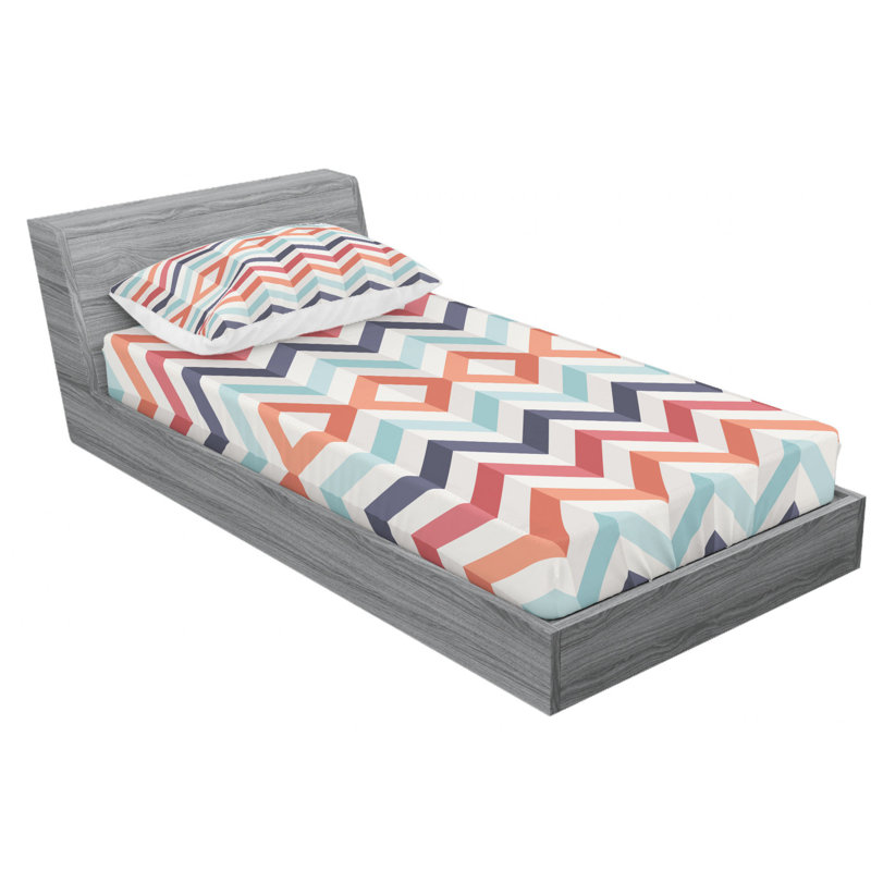 Microfiber Chevron Sheet Set, Twin Sheet Set + Fitted Sheet + 1 Pillowcase