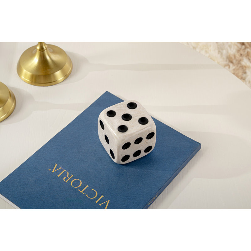 Elegant Decorative Marble Dice (Set of 2), Beige & Black, 2.8 x 2.8 x 2.8 inches | 100% Natural Marble | Unique Home Décor Accent for Living Room, Office & Game Room, Stylish and Eye-Catching Design