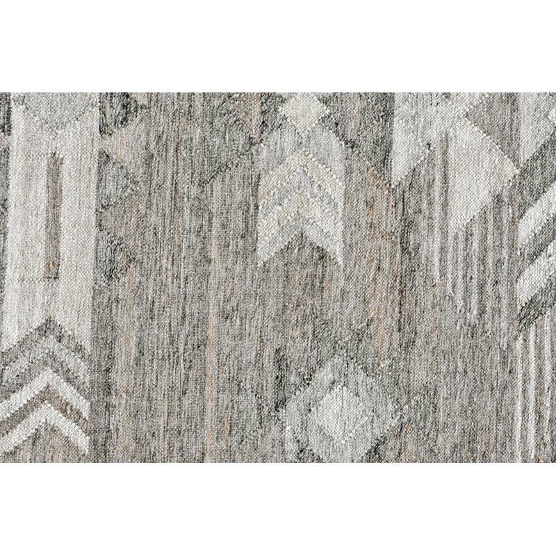 Gray and White Rectangular Handwoven Synthetic Area Rug 9' x 12'