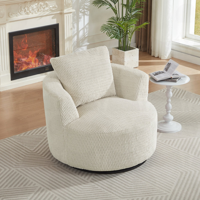 Fauteuil d'appoint pivotant en tissu, Crème