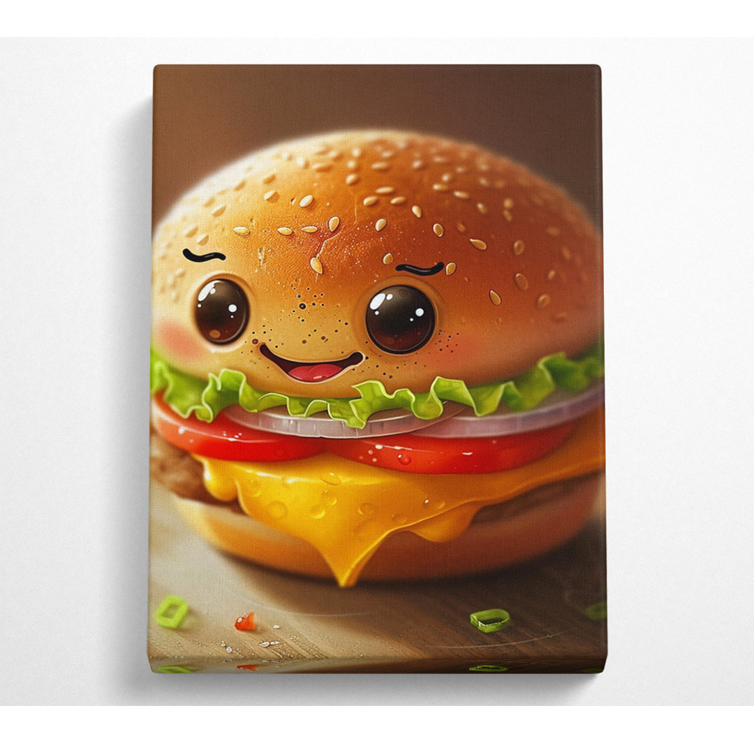 Smiley Burger Canvas Druck