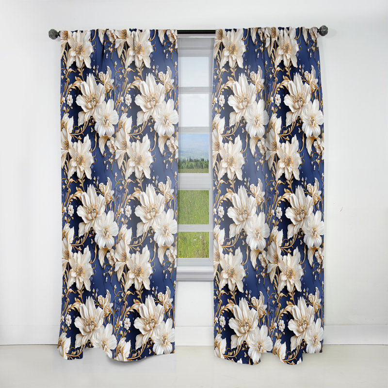 Vintage Charm Marble Pattern III - Abstract Marble Curtain - Velvet Room Darkening - 1 Panel, 52" W x 90" L