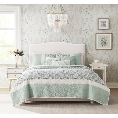 Courtepointe réversible en coton 6 pièces avec 3 coussins décoratifs Dawn