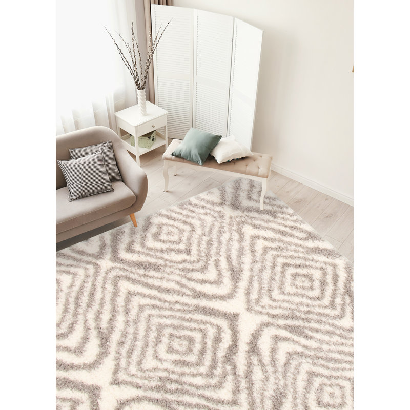 Tapis ivoire / brun Stillings, Rectangle 6 pi 7 po x 9 pi 6 po