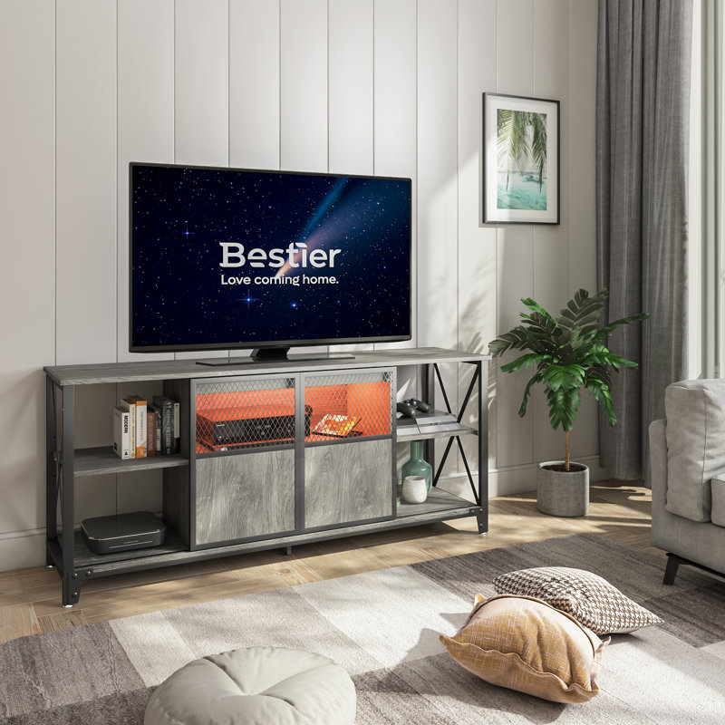 Meuble télé pour téléviseur de 65 po ou moins Fuiloro, Gris