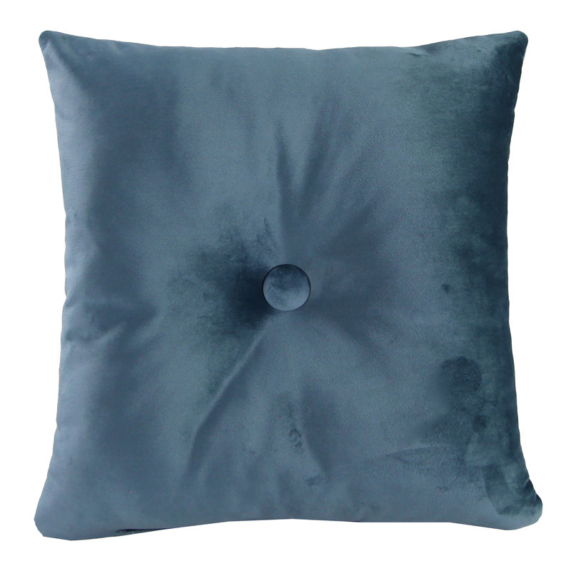 16" x 16" Tufted Indoor Throw Pillow with Button, Fairview Turkish Blue, 18"H x 18"W