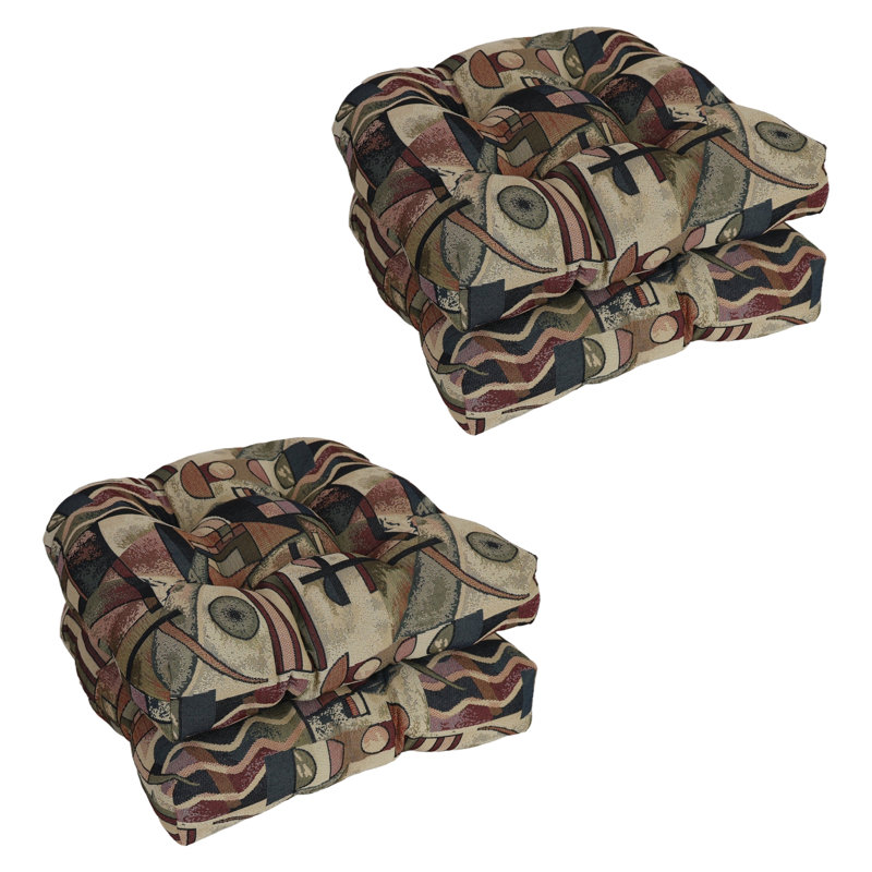 19-Inch Rounded Back Tapestry Chair Cushions (Set Of 4)