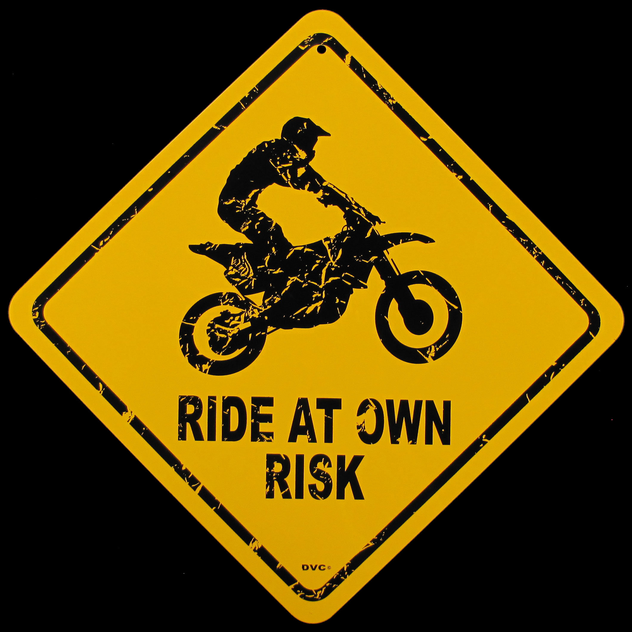 At Will Ride Sign Treasure Gurus Caution Ride atOwn Risk Metal Dirt Bike Warning Sign ...