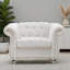 Fauteuil d'appoint 1 place en polyester doux aux tons blancs pour un salon confortable