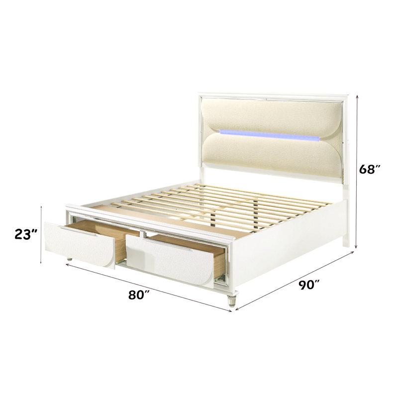 Grand lit Boucle avec DEL et rangement, Lit simple
