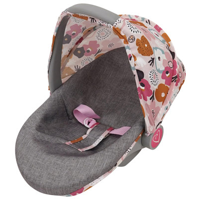509 Crew: Melange Flora - 3-In-1 Doll Car Seat - Accessory For Dolls Up To 18", Portable Toy, Transforms To Lounge Seat, Retractable Canopy, Kids 3+
