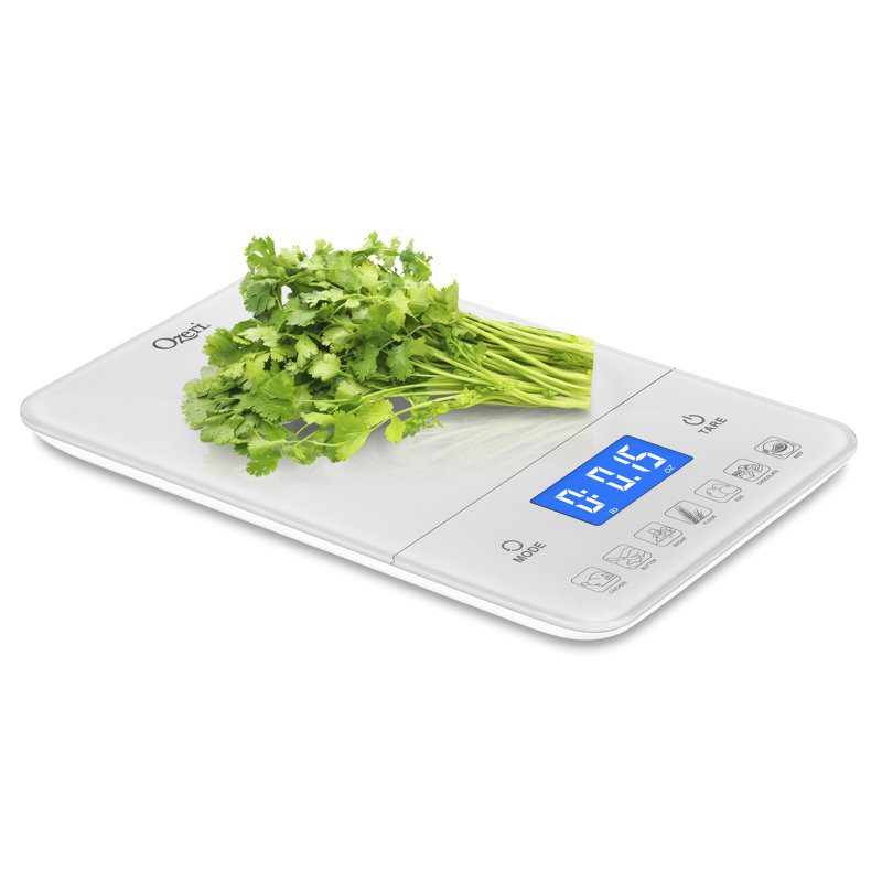 Balance de cuisine numérique en verre trempé 22 lb (10 kg) Ozeri Touch III, Blanc