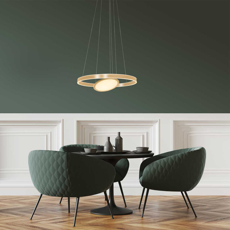 Ashlinn 3 - Light Geometric LED Chandelier, Gold