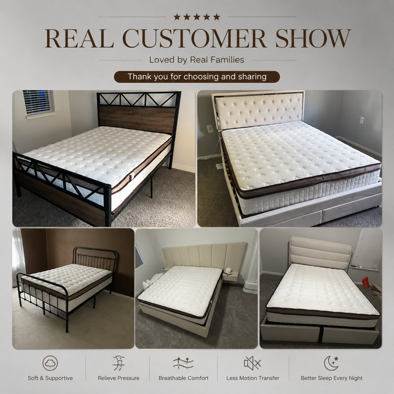 12''/14'' Medium Bamboo Cooling Memory Gel Foam Mattress With  Charcoal, Queen, 10"