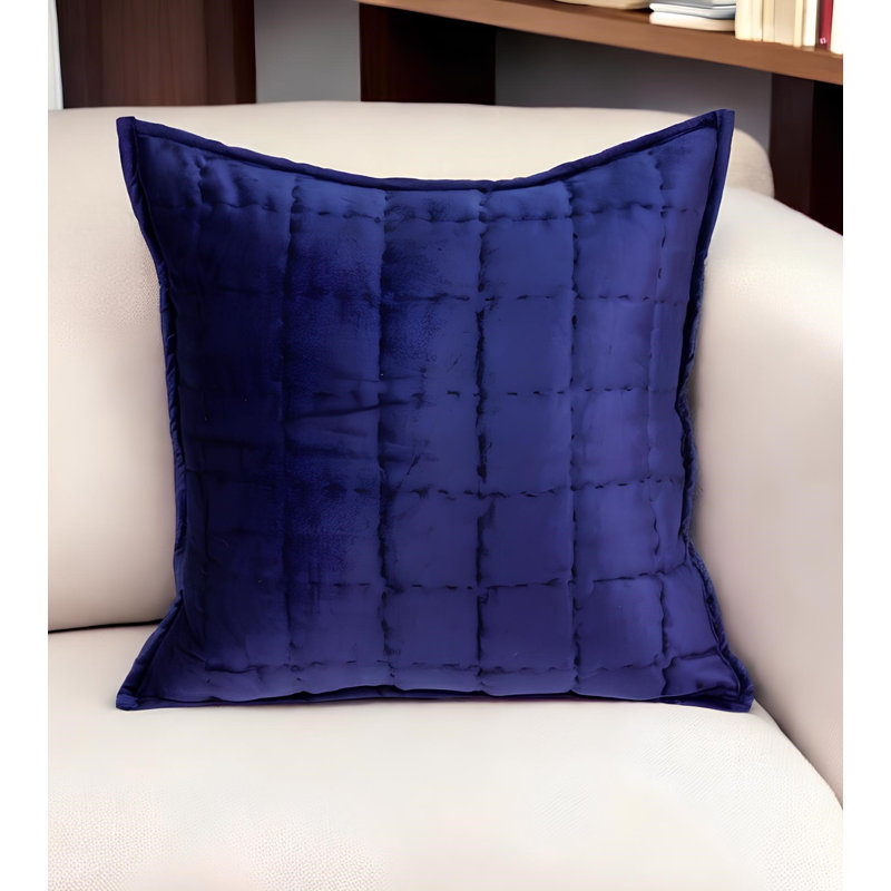 Royal Blue Quilted Cotton Viscose Square Pillow with Poly Insert