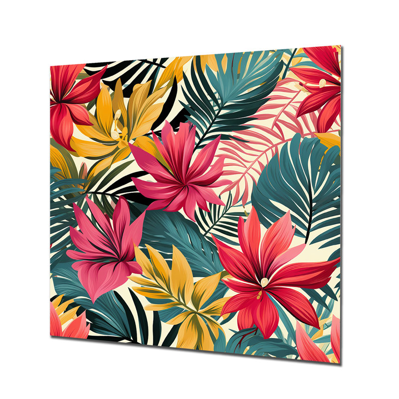 Motif de jungle, feuilles de palmier II - art mural en métal Jungle, H 16 po x l 16 po x P 1 po