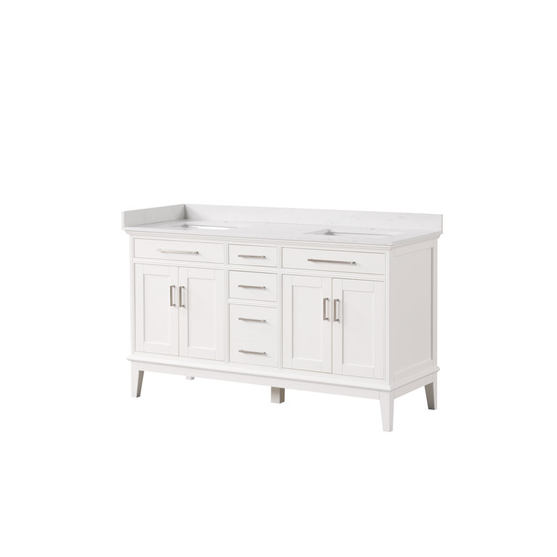 60" Double Sink Bathroom Vanity-White