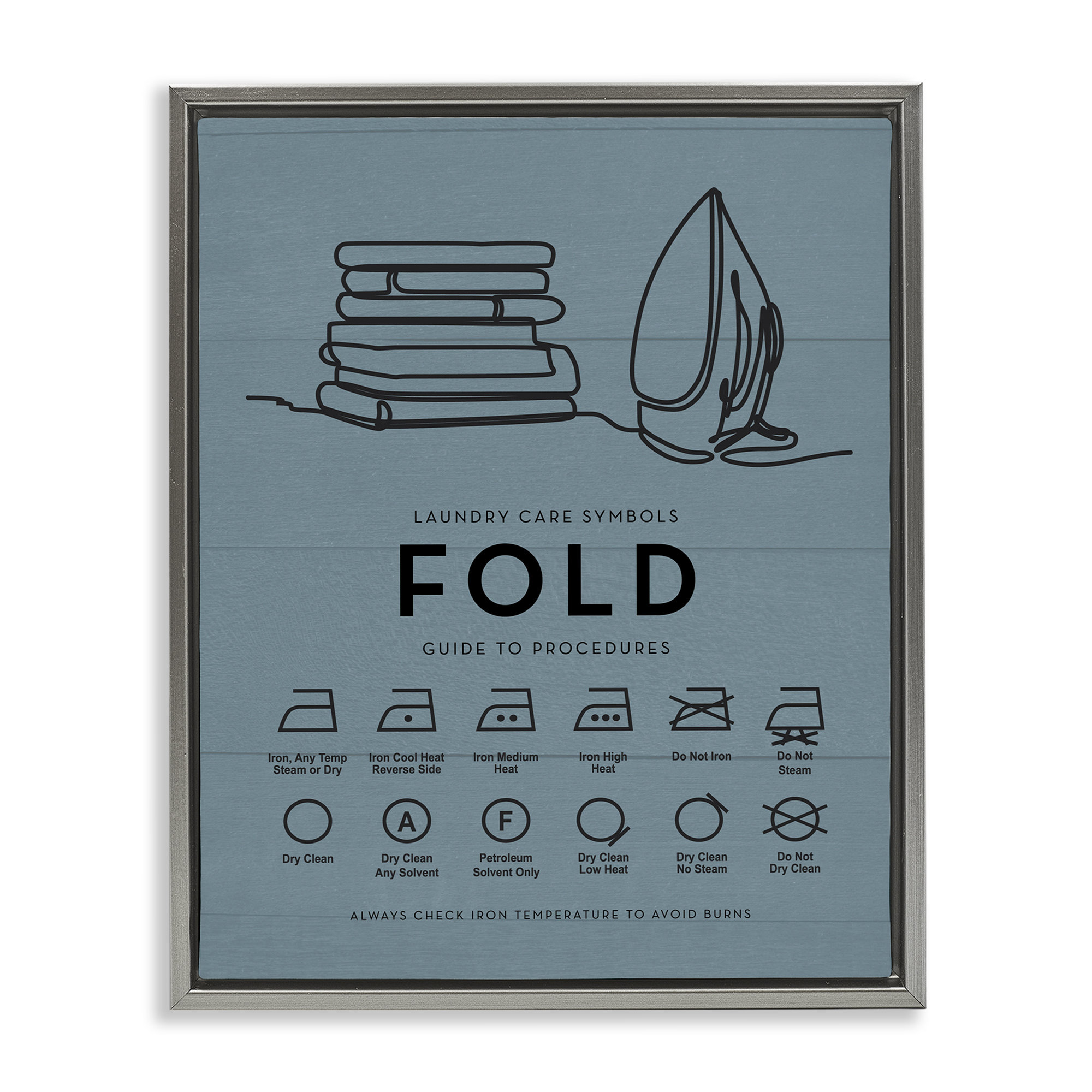 Stupell Industries Laundry Fold & Iron Chart Framed Floater Canvas Wall ...