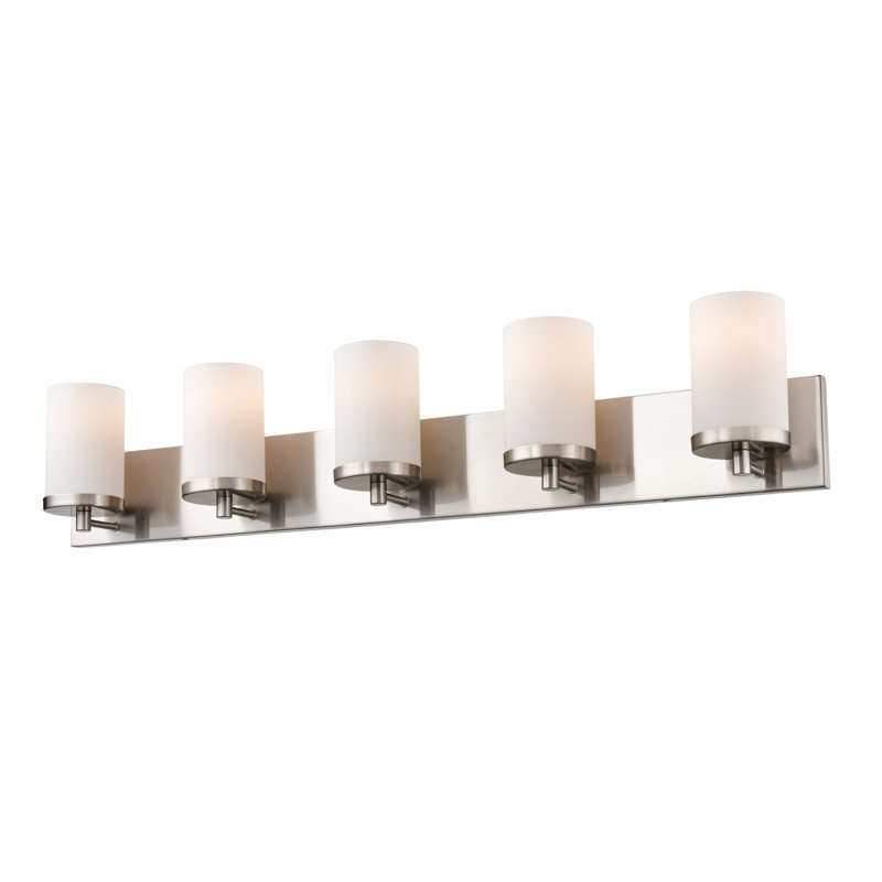 Éclairage pour meuble-lavabo à 5 lumières Jyheem, Nickel satiné