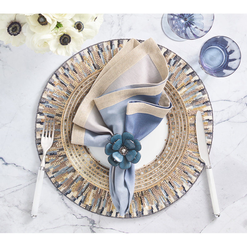 Dip Dye Linen Napkin, Blue/Gray