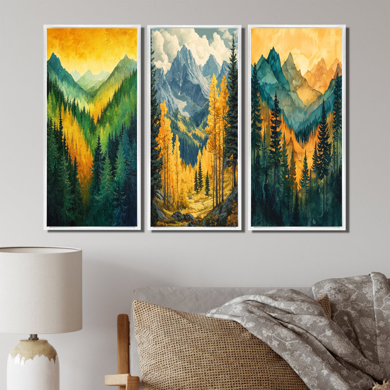 Échos de la forêt au sommet de l'Alaska I - Collection d'art mural moderne, H 40 po x l 60 po, Impression encadrée flottante