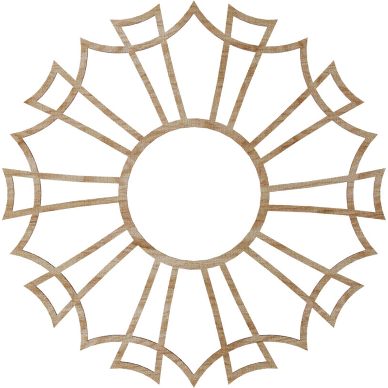 26"OD x 9 1/8"ID x 1/4"T Augustus Wood Fretwork Pierced Ceiling Medallion, Hickory, Red Oak, 24" H x 24" W x 0.38" D
