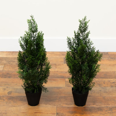Home Imports Emporium Artificial Cedar Pine Tree Set of 2 Indoor/Outdoor Decor
