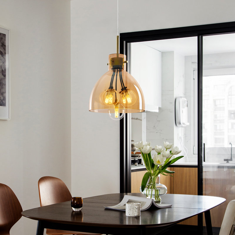 Luminaire suspendu en forme de globe doré à hauteur réglable avec lustre en verre pour îlot de cuisine dans la salle à manger (paquet de 1)