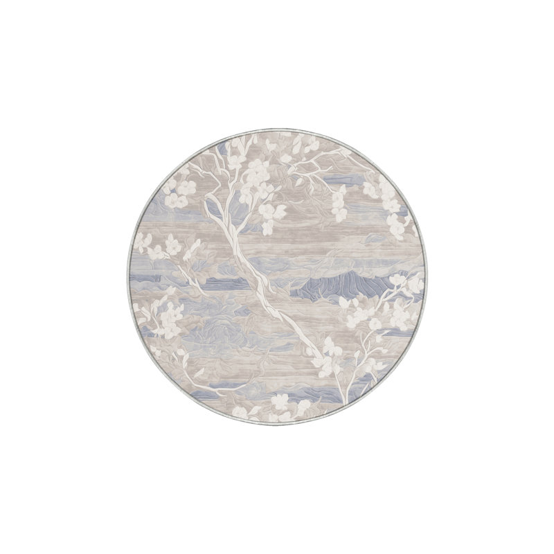 Machine Washable Beige Area Rug, Round 7'