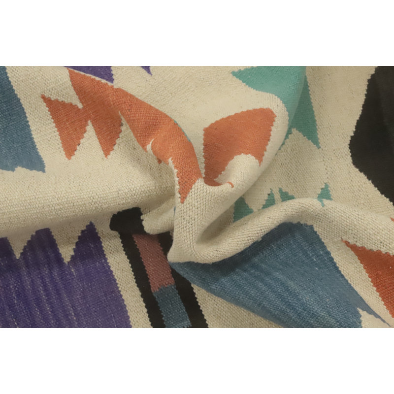 Tapis géométrique à motif oriental kilim 8 x 10