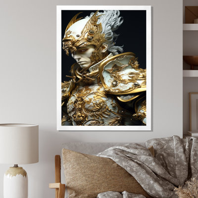 " Sci-Fi Portrait Cyborg Solder In White And Gold "