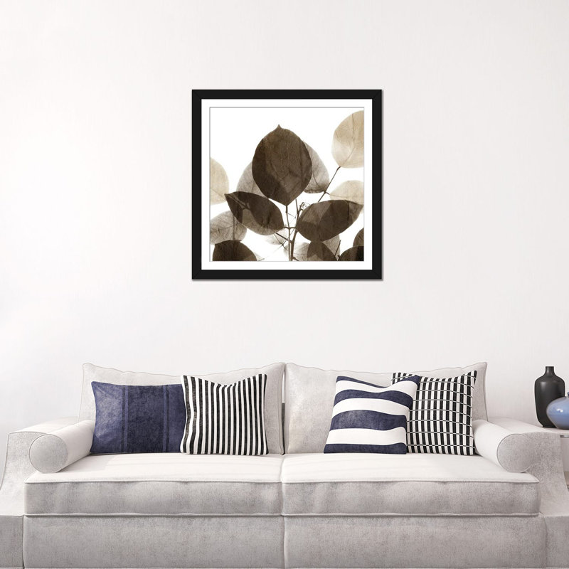 «Chocolate Leaves I» par - Toile tendue, H 24 po x l 24 po x P 1 po, Papier d'art encadré noir
