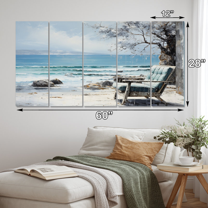 «Coastalwindows Windows To The III» - Impression sur toile nautique et de plage - 5 panneaux égaux