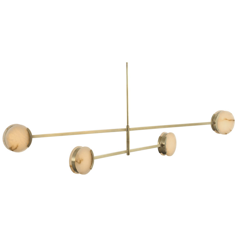Kelly Wearstler Melange 72" Multi-Positional Chandelier with Alabaster, Antique-Burnished Brass