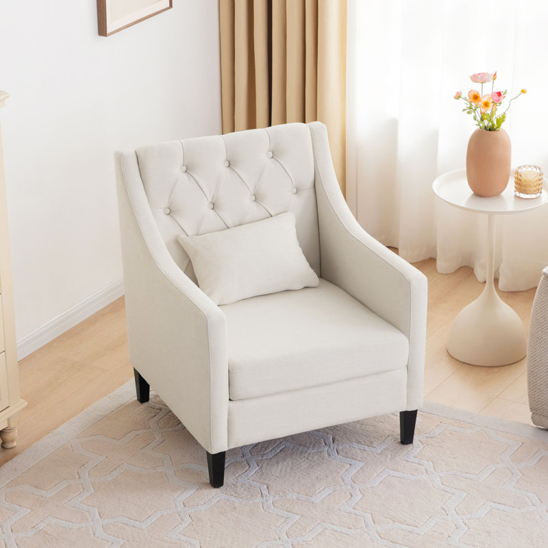 Fauteuil d'appoint rembourré 28,5 po Aselemo, Polyester beige