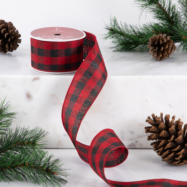 Northlight 5.5 in. Buffalo Plaid and Burlap 2 Loop Christmas Bow