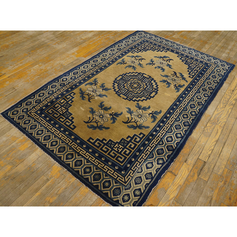 Antique Baotou Chinese Medallion Knotted Rug