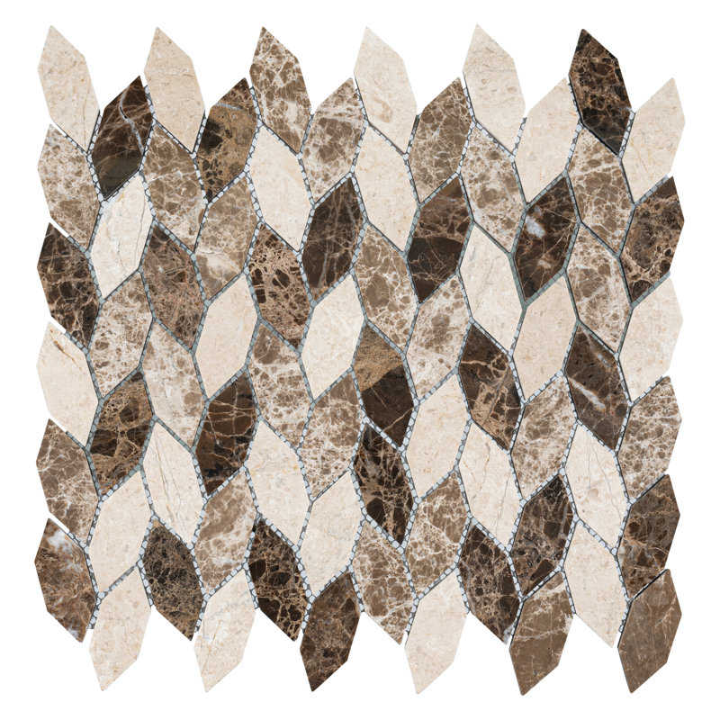 Channing x 2,5 po Carreau de mosaïque allongé aspect pierre aspect marbre poli naturel pour mur et plancher, Montage allongé