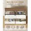 Coffret de rangement de 150 cm, coffre de rangement avec portes coulissantes de style grange et 2 tiroirs | Coffret de rangement compact style ferme, banc de rangement pour salon, chambre, entrée, blanc rustique