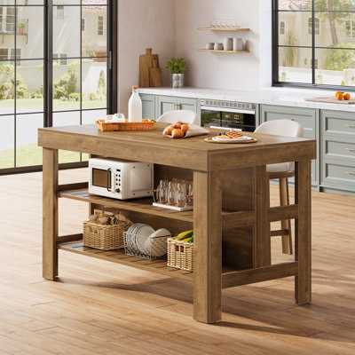 Kitchen Island With Storage Shelves For Kitchen Dining Room by Gracie Oaks