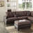 Sectional Sofa Chocolate Polyfiber Cushion Tufted Reversible 3Pc Sectional Sofa
