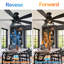 Ventilateur de plafond industriel encastré de 132 cm (52 ​​po) noir mat avec kit d'éclairage et télécommande, moteur CC réversible à 6 vitesses, pour salon